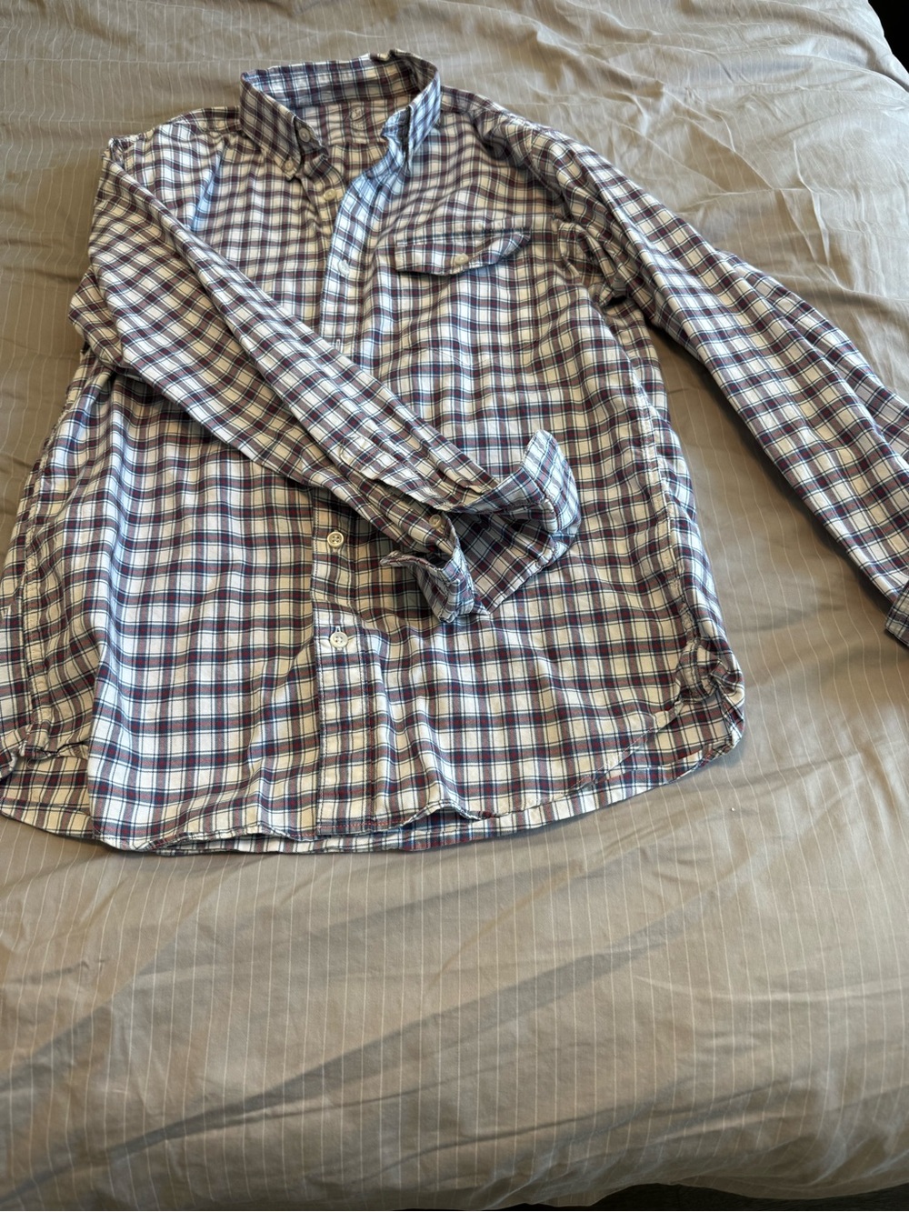 J. Crew Slim Plaid Button-Down — Cream, Navy & Red